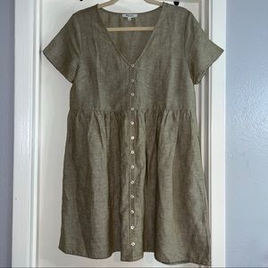 Madewell Linen-Blend Alexandra Button-Front Mini Dress